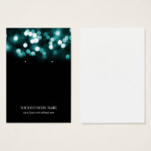 Turquoise Black Bokeh Lights Custom Eear Card (Devant & derrière)