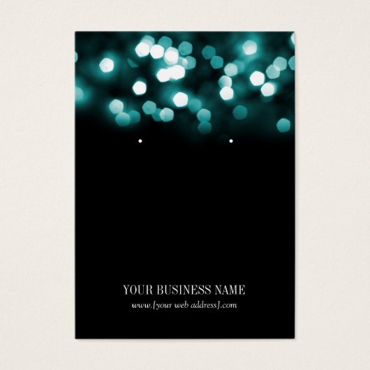 Turquoise Black Bokeh Lights Custom Eear Card (Devant)