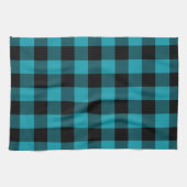 Turquoise Black Buffalo Check Plaid Rustic Theedoek (Horizontaal)