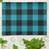Turquoise Black Buffalo Check Pset Rustic Theedoek (Gevouwen)