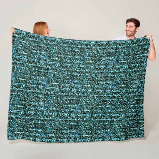 Turquoise & Black Cheetah Print Fleece Blanket Deken (In situ)