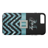 TURQUOISE BLACK CHEVRON GLITTER MEISJE Case-Mate iPhone CASE (Achterkant (Horizontaal))