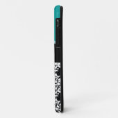 Turquoise, Black Damask Pattern Initiaal Name Case-Mate iPhone Case (Achterkant/links)