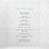 Turquoise Black Damask Tri-Fold Wedding Programme (Intérieur au milieu)