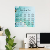 Turquoise Black Gold Seating Chart Poster (Thuiskantoor)
