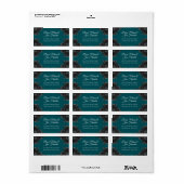Turquoise Black Grey Rozen Gothic Wedding Etiket (Full Sheet)
