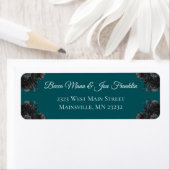 Turquoise Black Grey Rozen Gothic Wedding Etiket (Insitu)