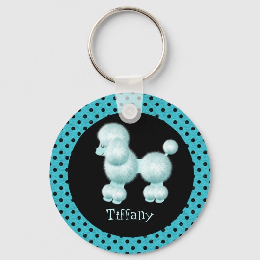 Turquoise & Black Poodle Sleutelhanger (Voorkant)