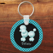 Turquoise & Black Poodle Sleutelhanger (Voorkant)