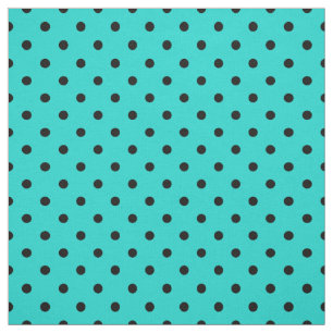 Turquoise Black Spotty Polka Dot Pattern Stof