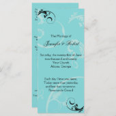 Turquoise Black Swirl programme de mariage floriss (Devant / Derrière)