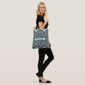 Turquoise & Black Tribal Tapestry Tote Draagtas (Op model)