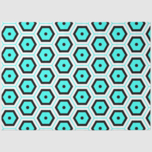Turquoise Black White Honeycomb Geometric Pattern Tissuepapier