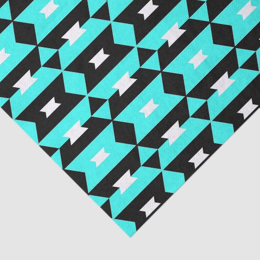 Turquoise Black & White op Art Geometric Pattern Tissuepapier (Detail)