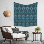 Turquoise Blad bloemenachthoek en diagonaal Wandkleed