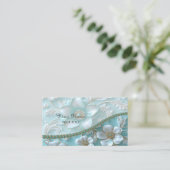 Turquoise blanc Carte de visite (Debout devant)