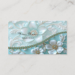 Turquoise blanc Carte de visite