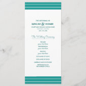 Turquoise Blanc Élégant Mariage Programmes (Devant)