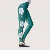 Turquoise Blanc Lotus Water Lily Heart Leggings (Droite)