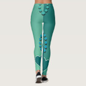 Turquoise Blanc Lotus Water Lily Heart Leggings (Dos)