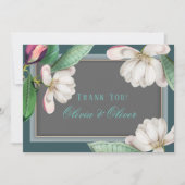 Turquoise blanc Magnolia Flower Carte de remerciem (Devant)