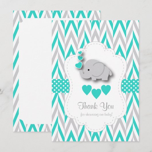 Turquoise, Blanc, Merci d'éléphant gris (Devant / Derrière)