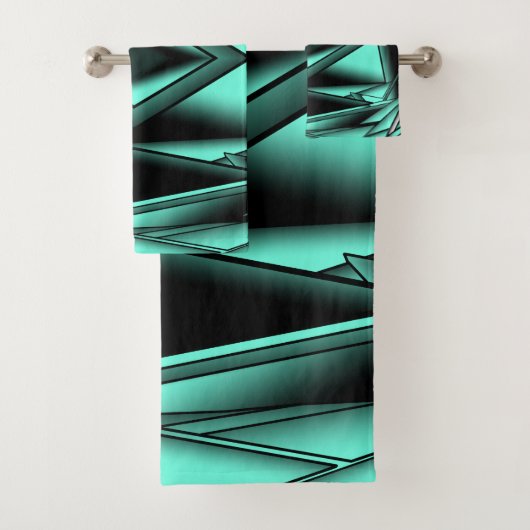 Turquoise Blanc Noir Ombré Art Abstrait Moderne (En situation)
