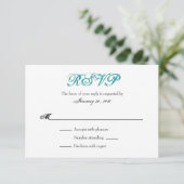 Turquoise Blanc Plain Simple Mariage Cartes RSVP (Debout devant)
