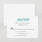 Turquoise Blanc Plain Simple Mariage Cartes RSVP (Devant / Derrière)