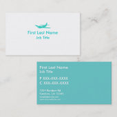 Turquoise blanc simple avion cartes de visite pers (Devant / Derrière)