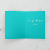 Turquoise blanc simple coeur carte Saint Valentin (Intérieur)