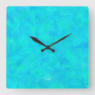 Turquoise Blau Abstract Patroon Vierkante Klok