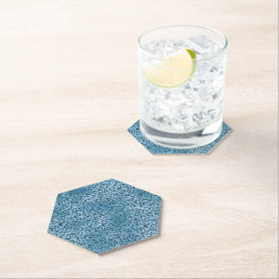 Turquoise Blau Glitter Luipaardprint Kartonnen Onderzetters