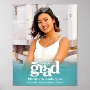 Turquoise blauw Afstuderen foto vet typografie Poster