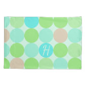 Turquoise blauw, appelgroen & licht koraal cirkels kussensloop (Achterkant)