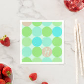 Turquoise blauw, appelgroen & licht koraal cirkels servetten (Insitu)