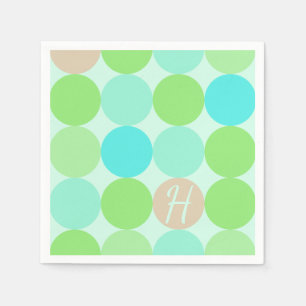 Turquoise blauw, appelgroen & licht koraal cirkels servetten