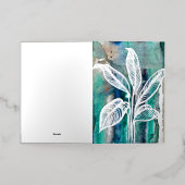 Turquoise Blauw & Blauwgroen Moderne Botanische Wa Folie Wenskaart (Buiten Laag)