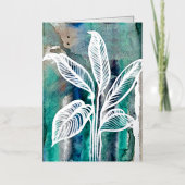 Turquoise Blauw & Blauwgroen Moderne Botanische Wa Folie Wenskaart (Voorkant)