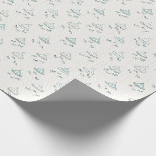 Turquoise Blauw Carrousel Gift Cadeaupapier (Hoek)