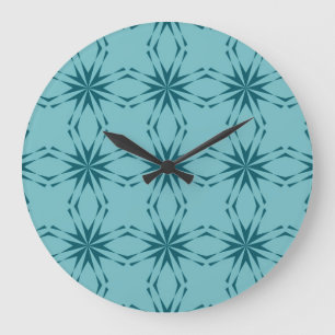 Turquoise blauw, cool, trendy flower abstractie grote klok