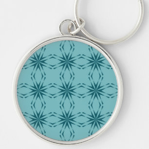 Turquoise blauw, cool, trendy flower abstractie sleutelhanger