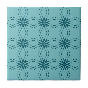 Turquoise blauw, cool, trendy flower abstractie tegeltje