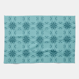 Turquoise blauw, cool, trendy flower abstractie theedoek