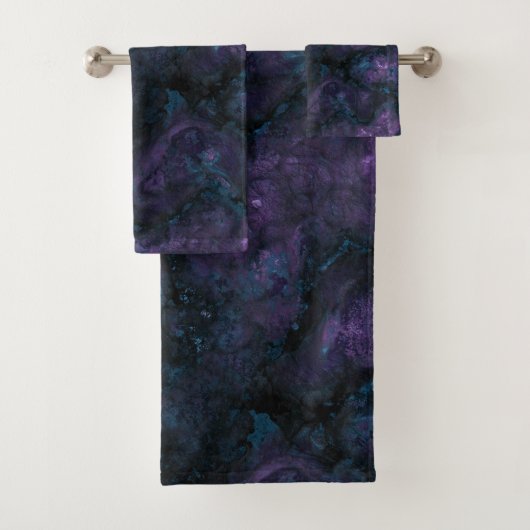 Turquoise blauw en amethist Stone Bad Handdoek (Insitu)