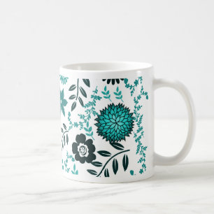 Turquoise blauw en donkergroen olijfgroen koffiemok