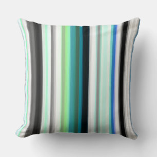 Turquoise, blauw en grijs Abstracte strepen Kussen
