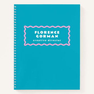 Turquoise Blauw en Roze Wavy Lijst Custom Notitieboek