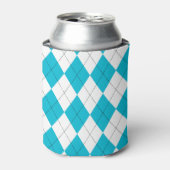 Turquoise Blauw en Wit Argyle Patroon Blikjeskoeler (Blikje Voorkant)
