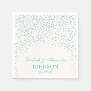 Turquoise blauw en wit bruiloft Confetti Patroon Servet